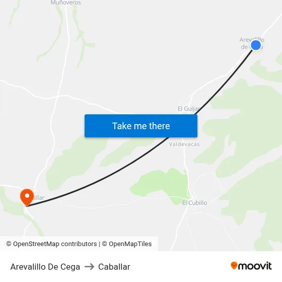 Arevalillo De Cega to Caballar map
