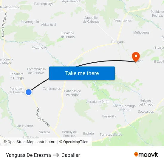Yanguas De Eresma to Caballar map
