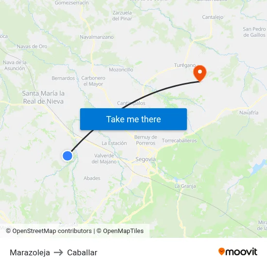 Marazoleja to Caballar map