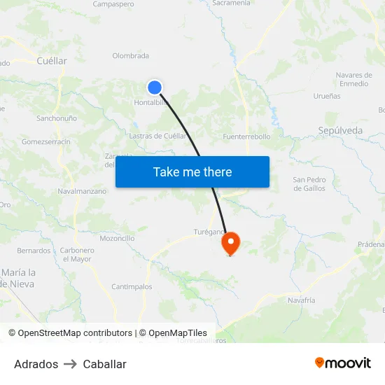 Adrados to Caballar map