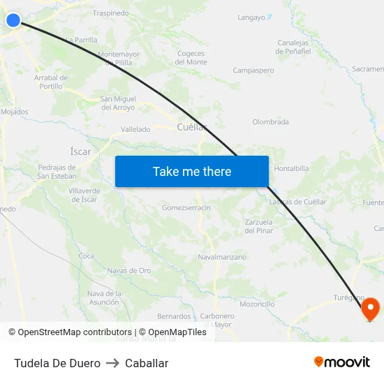 Tudela De Duero to Caballar map