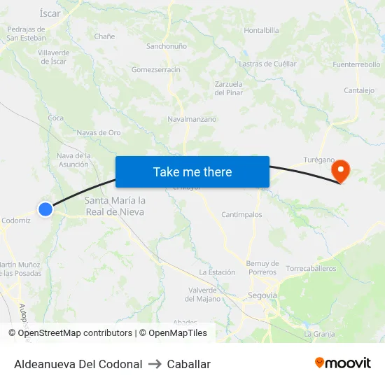 Aldeanueva Del Codonal to Caballar map