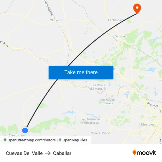 Cuevas Del Valle to Caballar map