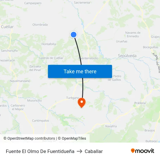 Fuente El Olmo De Fuentidueña to Caballar map