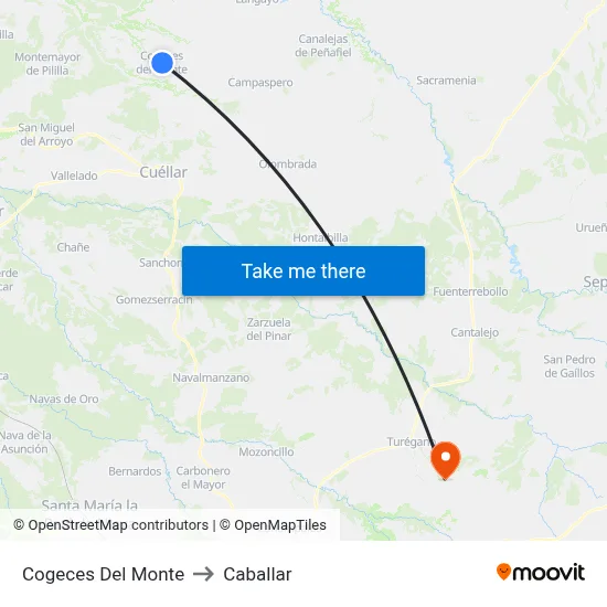 Cogeces Del Monte to Caballar map