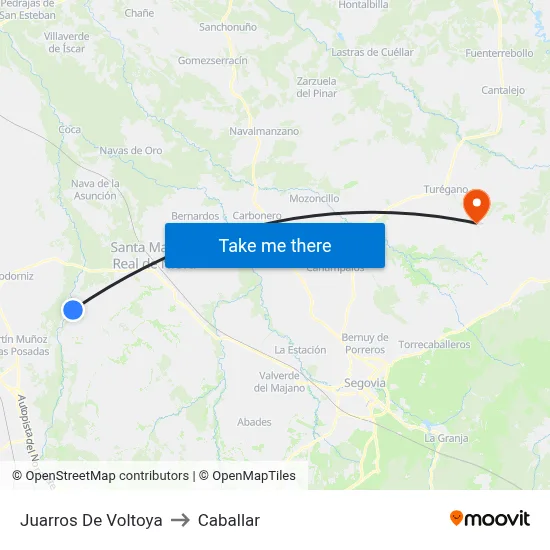 Juarros De Voltoya to Caballar map