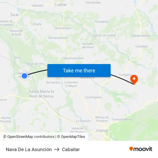 Nava De La Asunción to Caballar map
