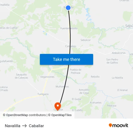 Navalilla to Caballar map