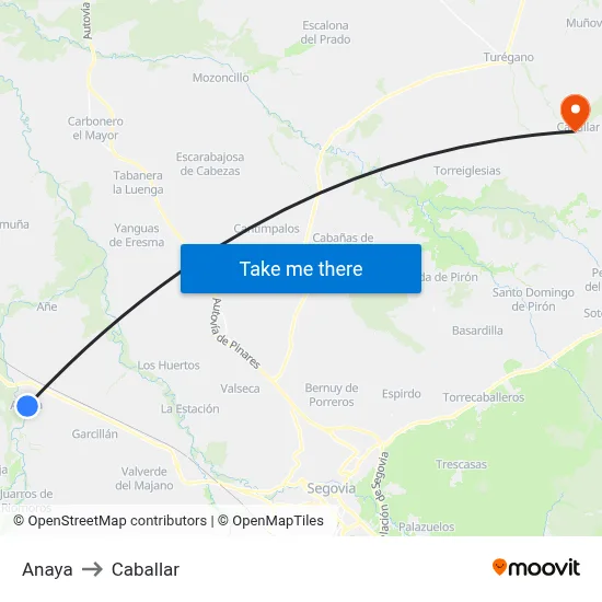 Anaya to Caballar map