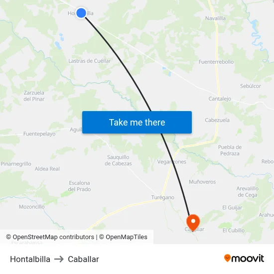 Hontalbilla to Caballar map