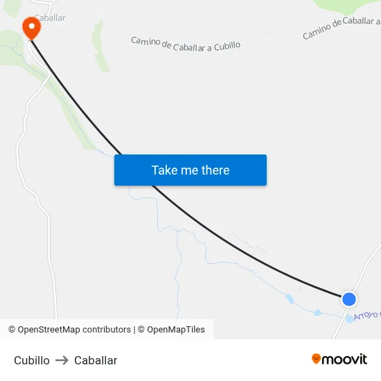 Cubillo to Caballar map