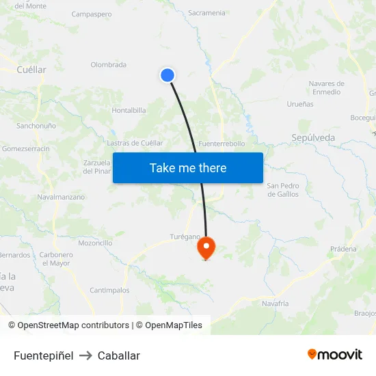 Fuentepiñel to Caballar map
