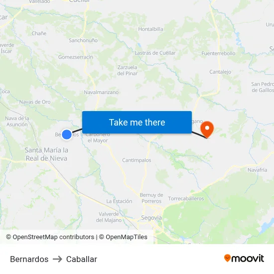 Bernardos to Caballar map