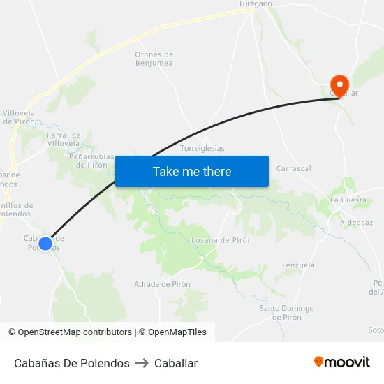 Cabañas De Polendos to Caballar map