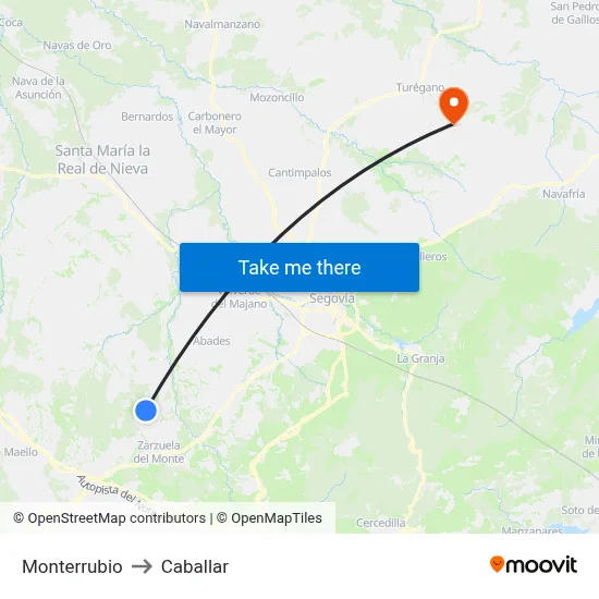 Monterrubio to Caballar map