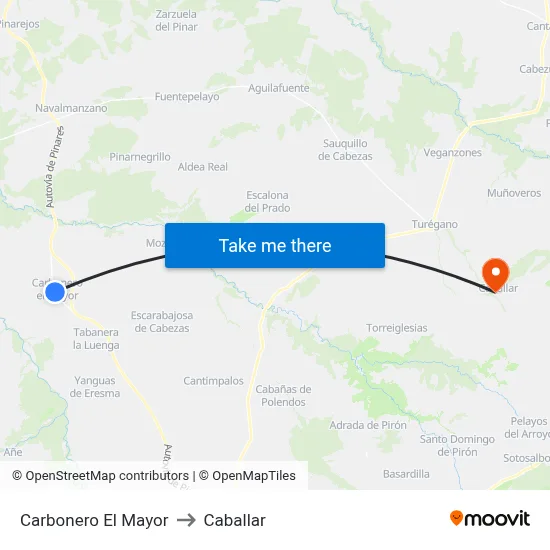 Carbonero El Mayor to Caballar map