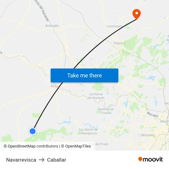 Navarrevisca to Caballar map