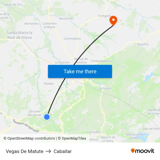 Vegas De Matute to Caballar map