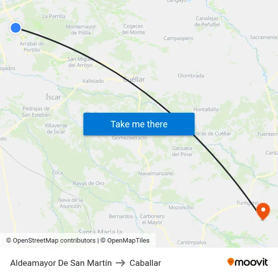 Aldeamayor De San Martín to Caballar map