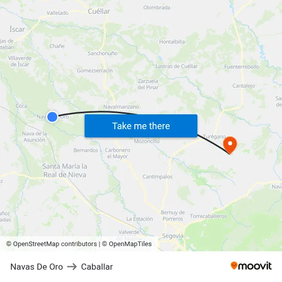 Navas De Oro to Caballar map
