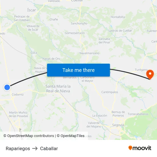 Rapariegos to Caballar map