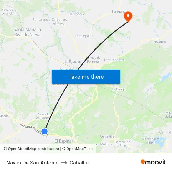 Navas De San Antonio to Caballar map