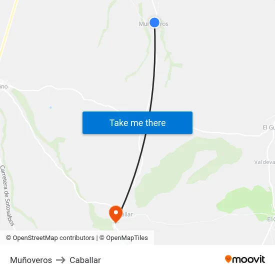 Muñoveros to Caballar map