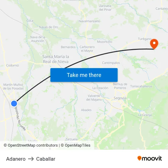 Adanero to Caballar map