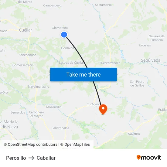 Perosillo to Caballar map