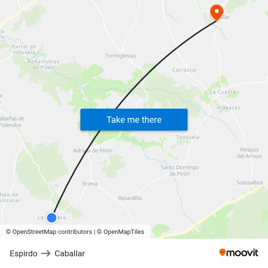 Espirdo to Caballar map