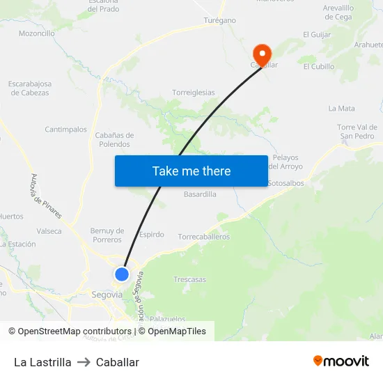 La Lastrilla to Caballar map