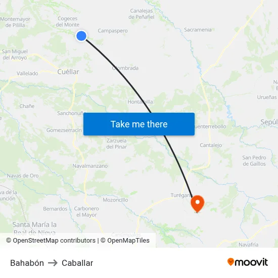 Bahabón to Caballar map