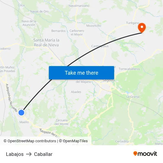 Labajos to Caballar map
