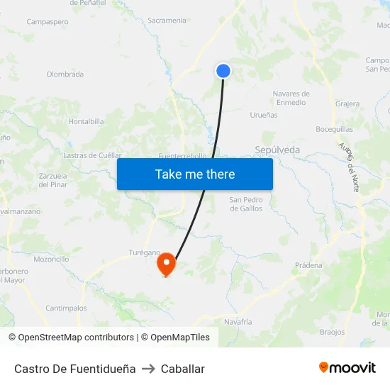 Castro De Fuentidueña to Caballar map