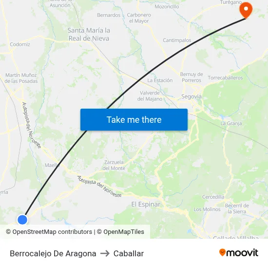 Berrocalejo De Aragona to Caballar map