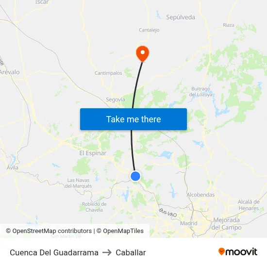 Cuenca Del Guadarrama to Caballar map