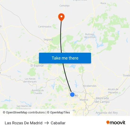 Las Rozas De Madrid to Caballar map