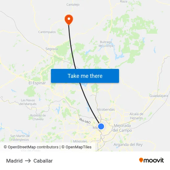 Madrid to Caballar map