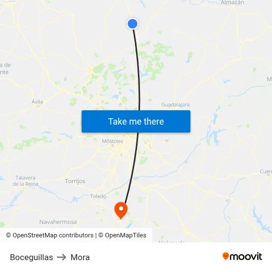 Boceguillas to Mora map