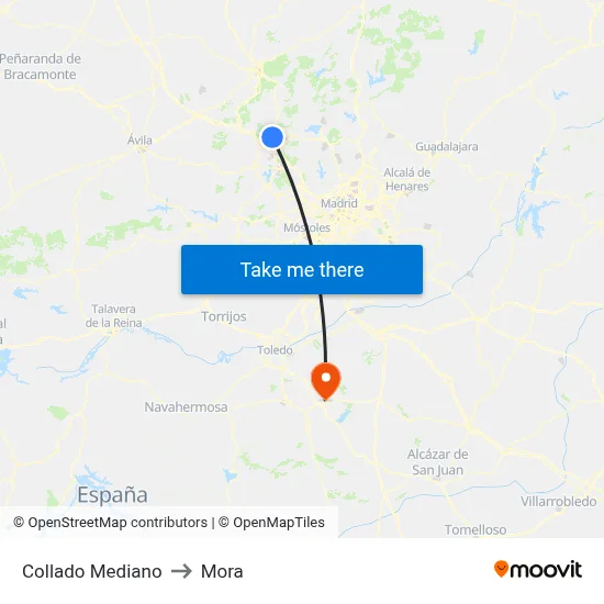 Collado Mediano to Mora map