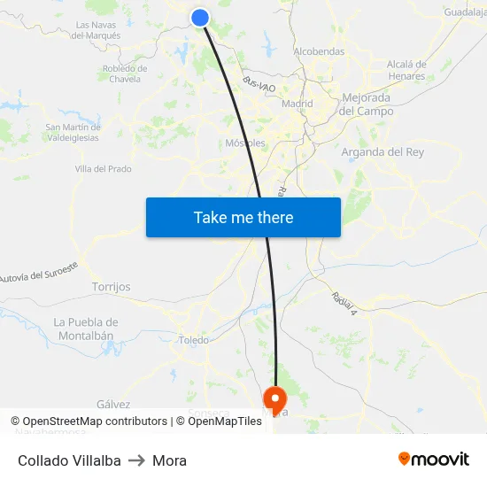 Collado Villalba to Mora map