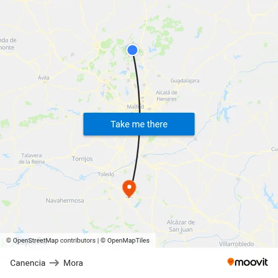Canencia to Mora map