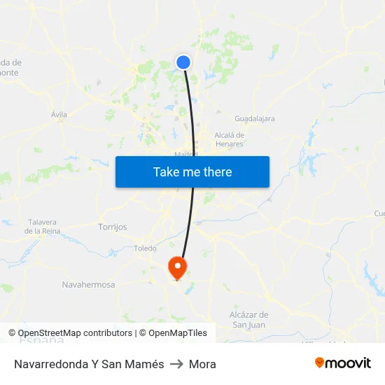 Navarredonda Y San Mamés to Mora map