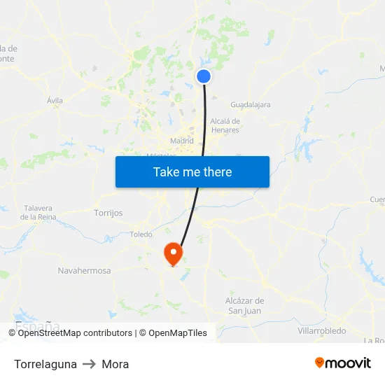 Torrelaguna to Mora map