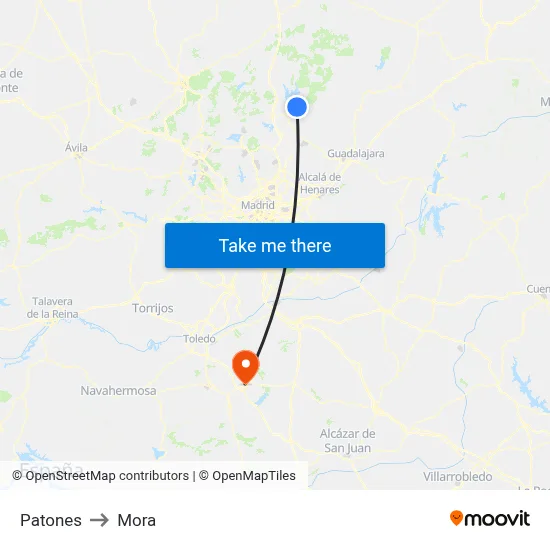 Patones to Mora map