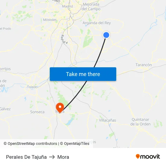 Perales De Tajuña to Mora map