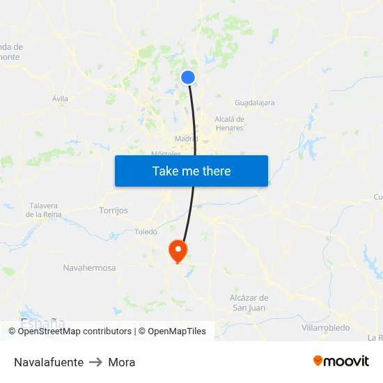 Navalafuente to Mora map