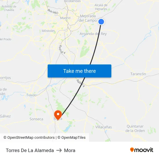 Torres De La Alameda to Mora map