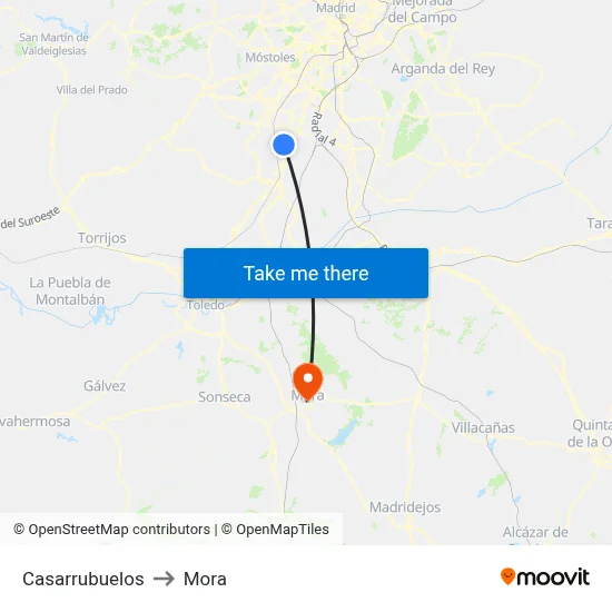 Casarrubuelos to Mora map