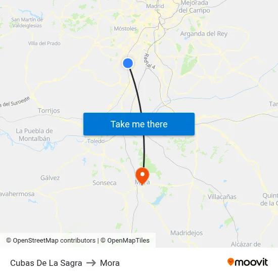 Cubas De La Sagra to Mora map